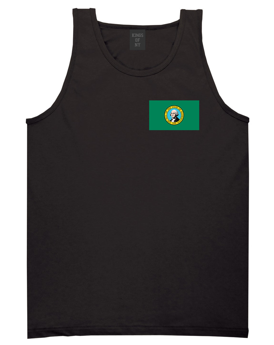 Washington State Flag WA Chest Mens Tank Top T-Shirt Black