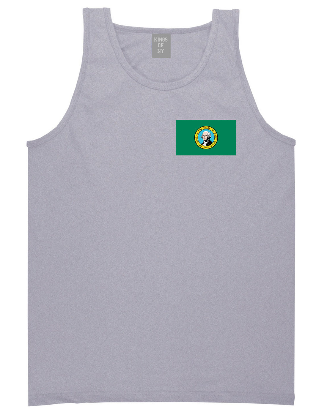 Washington State Flag WA Chest Mens Tank Top T-Shirt Grey