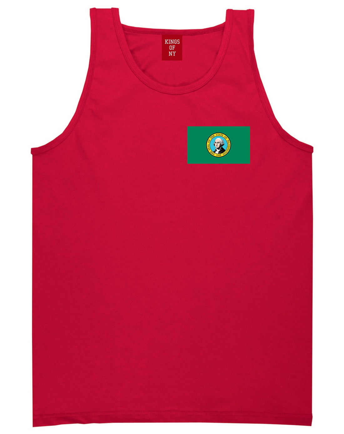 Washington State Flag WA Chest Mens Tank Top T-Shirt Red