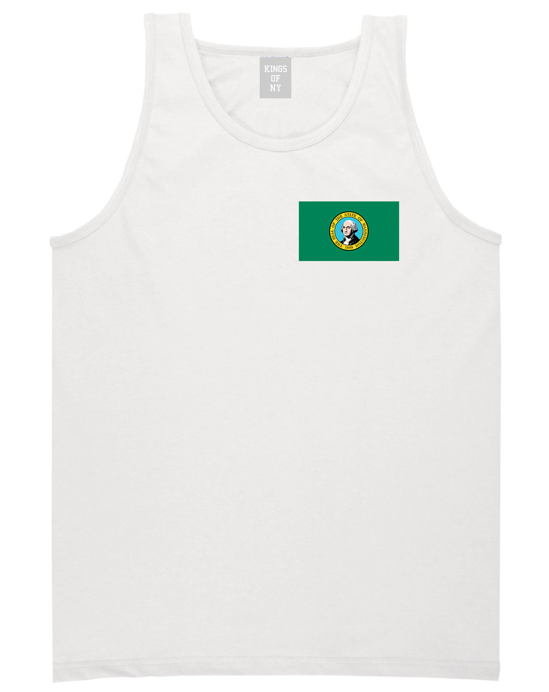 Washington State Flag WA Chest Mens Tank Top T-Shirt White