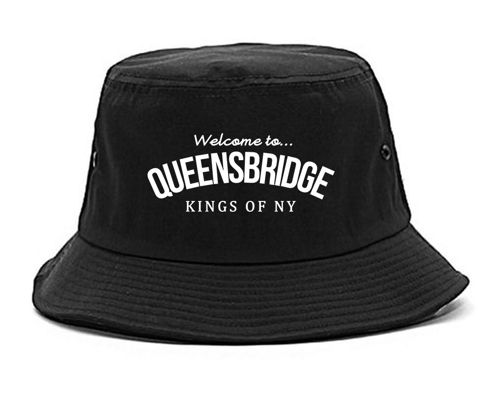 Welcome To Queensbridge Mens Bucket Hat Black