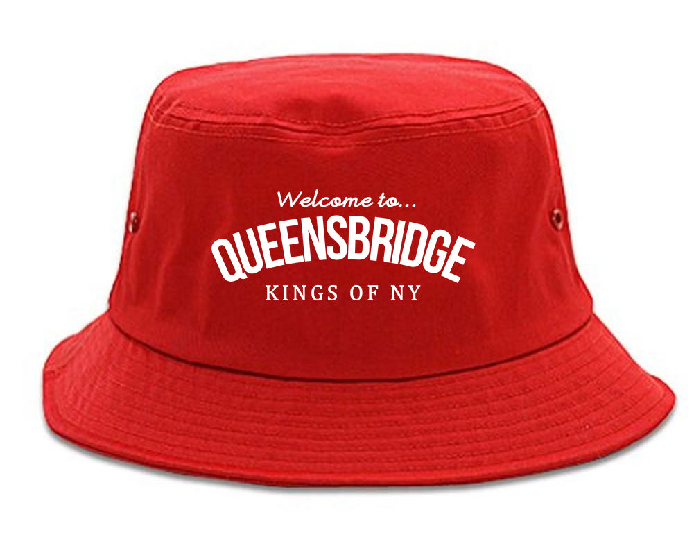 Welcome To Queensbridge Mens Bucket Hat Red