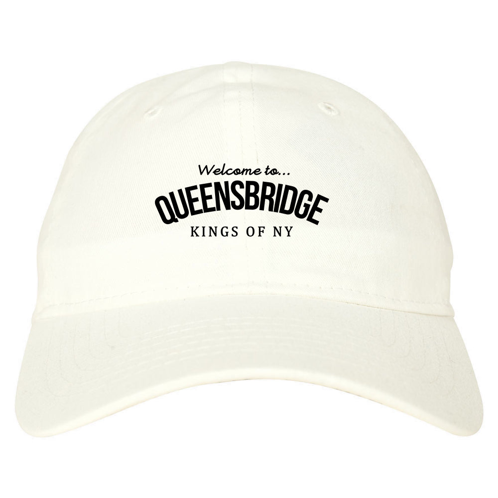 Welcome To Queensbridge Mens Dad Hat Baseball Cap White