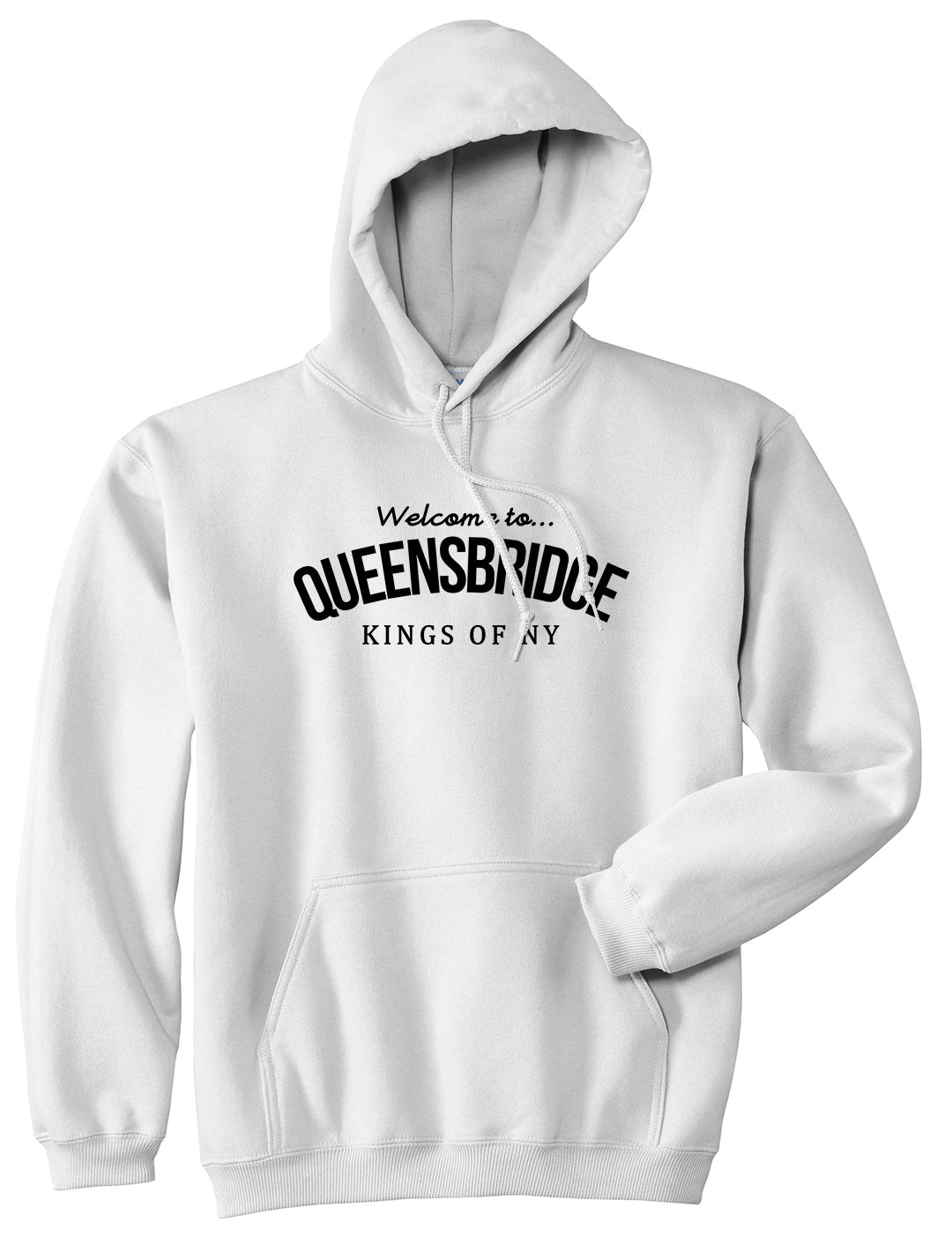 Welcome To Queensbridge Mens Pullover Hoodie White by Kings Of NY