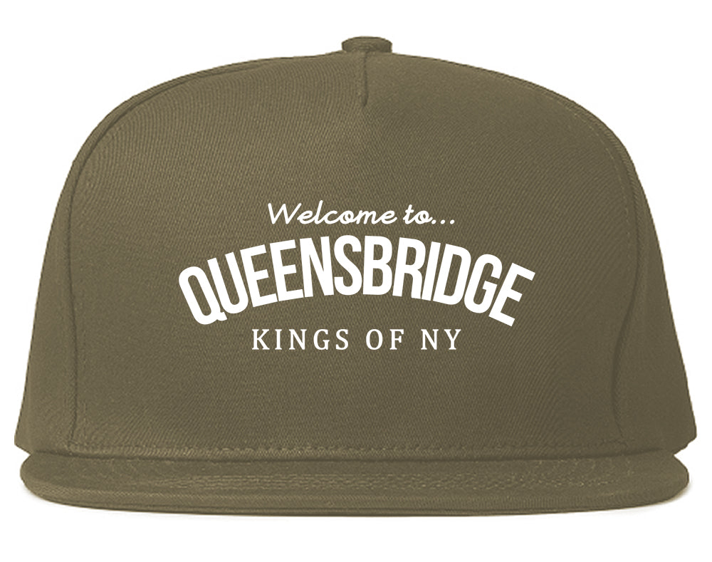 Welcome To Queensbridge Mens Snapback Hat Grey