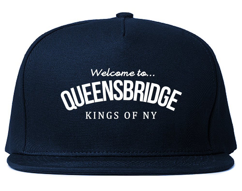 Welcome To Queensbridge Mens Snapback Hat Navy Blue