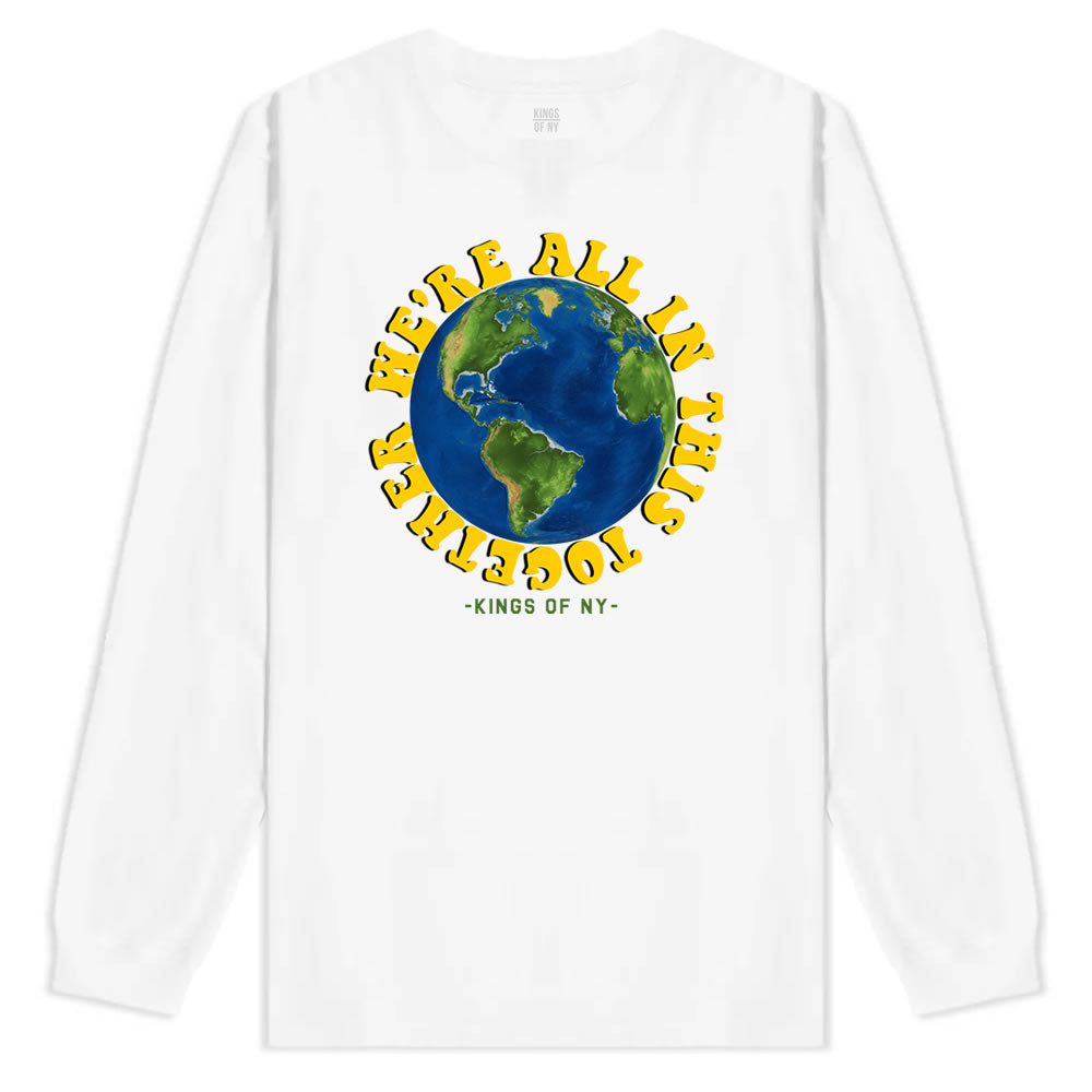We're All In This Together Earth Mens Long Sleeve T-Shirt White