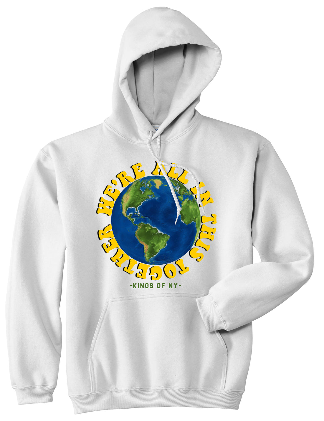 We're All In This Together Earth Mens Pullover Hoodie White