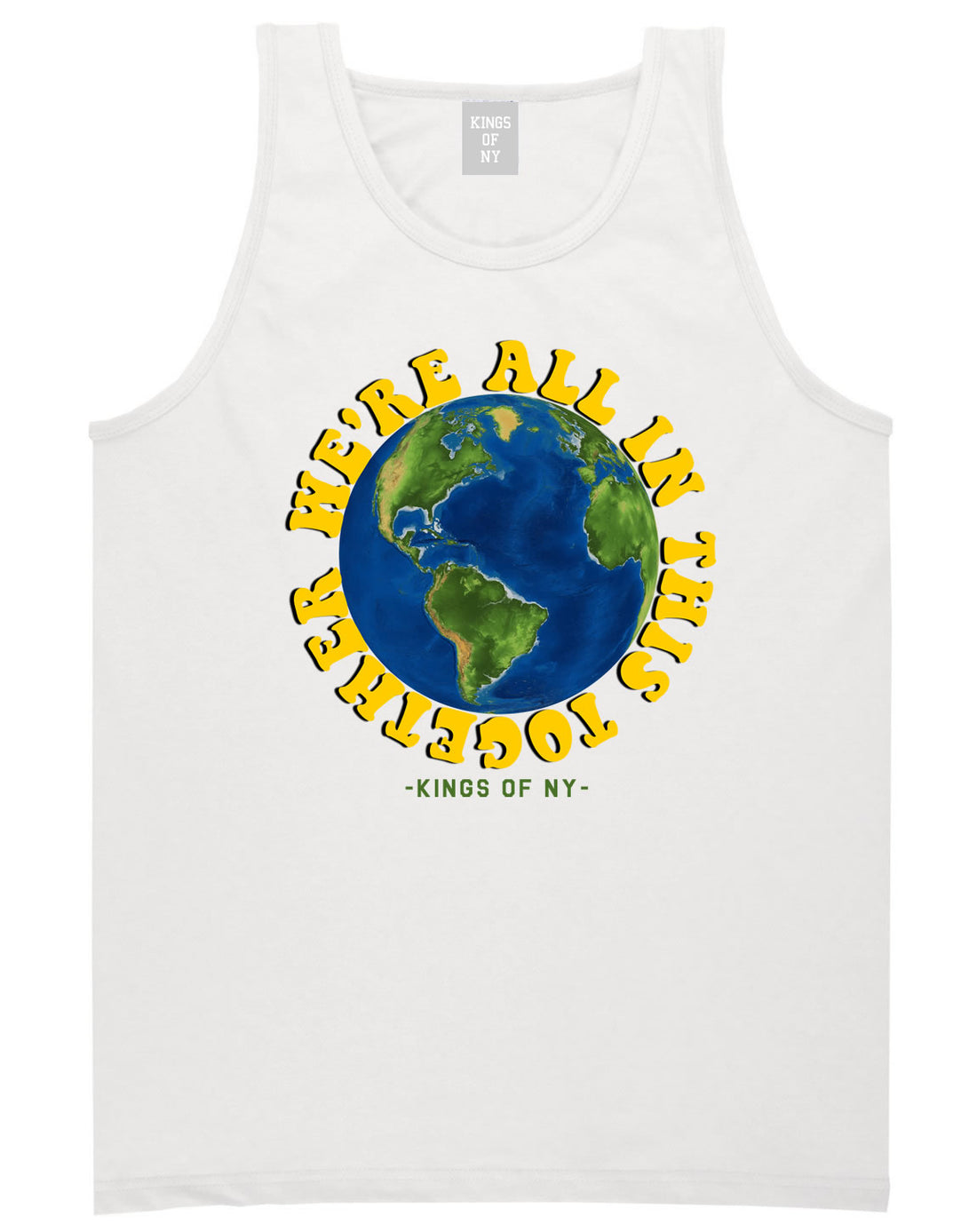 We're All In This Together Earth Mens Tank Top Shirt White
