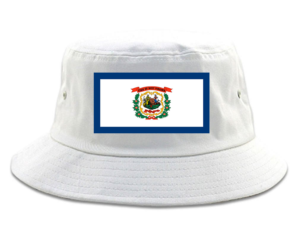 West Virginia State Flag WV Chest Mens Bucket Hat White
