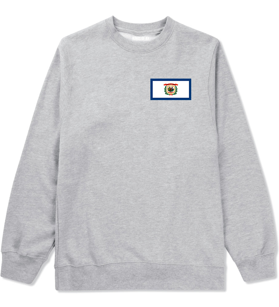 West Virginia State Flag WV Chest Mens Crewneck Sweatshirt Grey