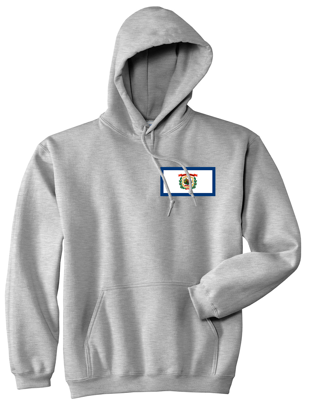 West Virginia State Flag WV Chest Mens Pullover Hoodie Grey