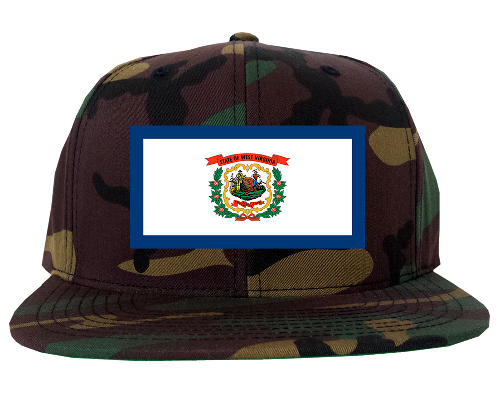 West Virginia State Flag WV Chest Mens Snapback Hat Army Camo