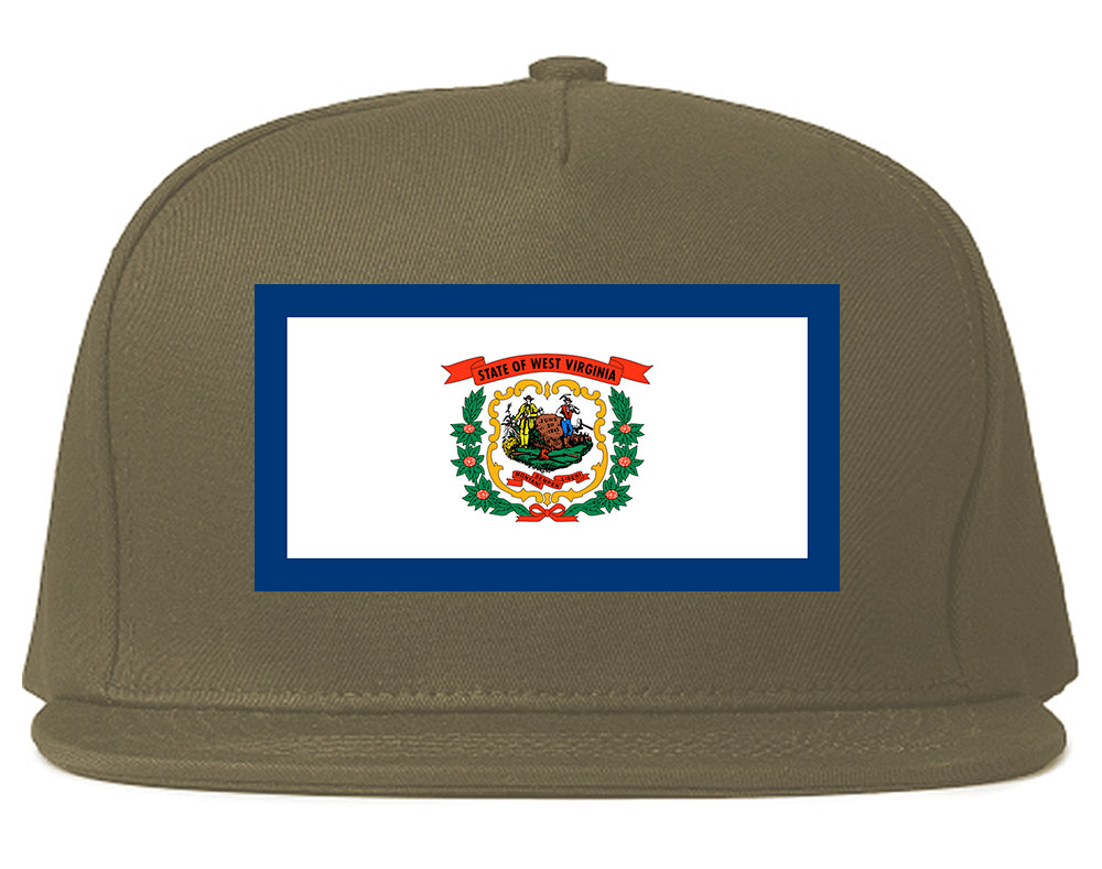 West Virginia State Flag WV Chest Mens Snapback Hat Grey