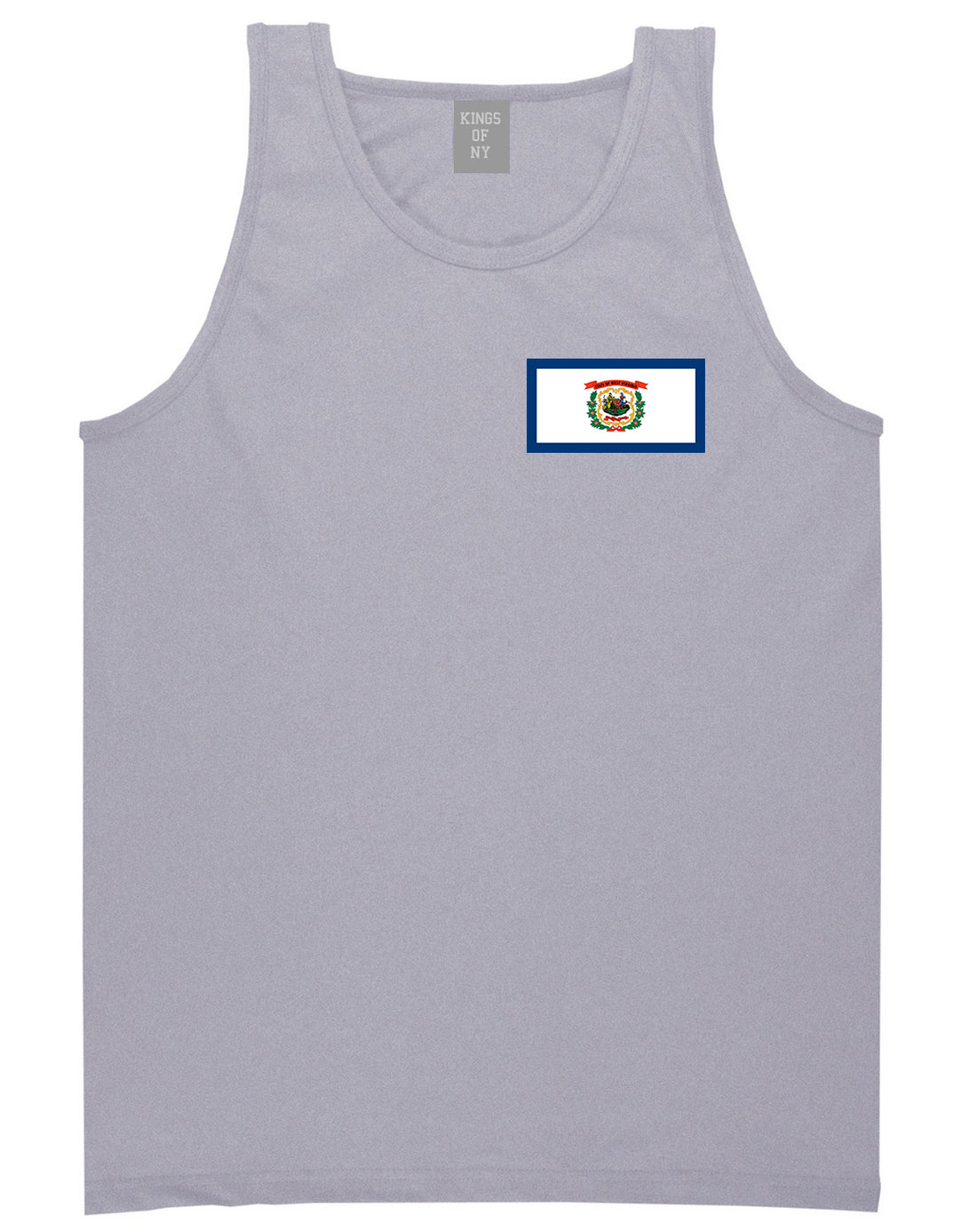 West Virginia State Flag WV Chest Mens Tank Top T-Shirt Grey