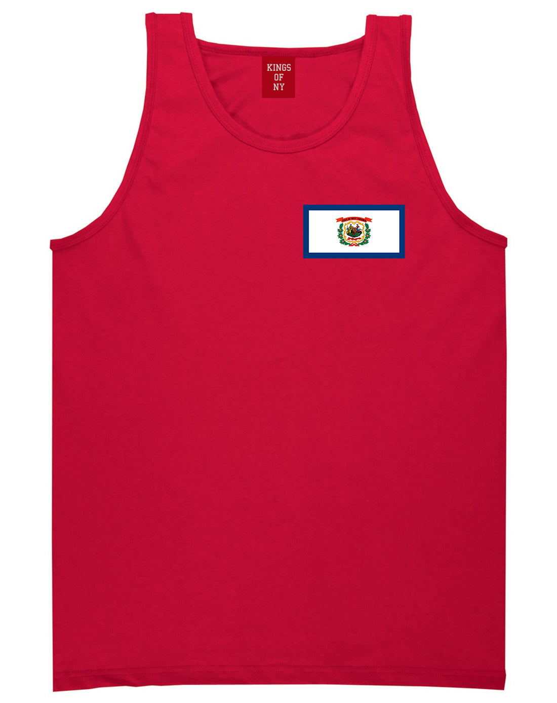 West Virginia State Flag WV Chest Mens Tank Top T-Shirt Red