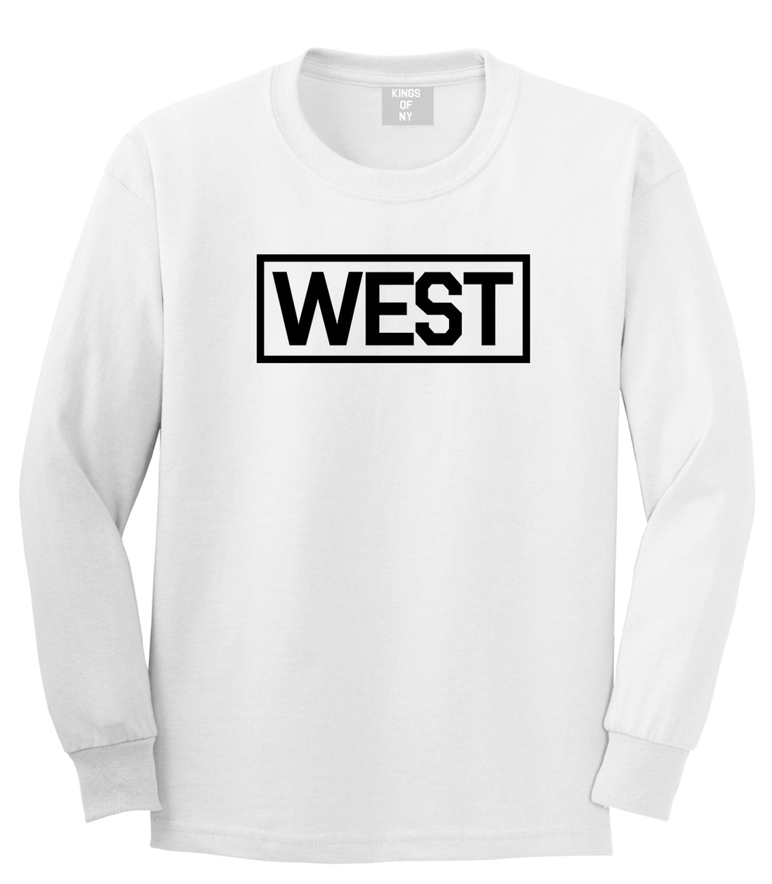 West Box Logo Mens White Long Sleeve T-Shirt by Kings Of NY