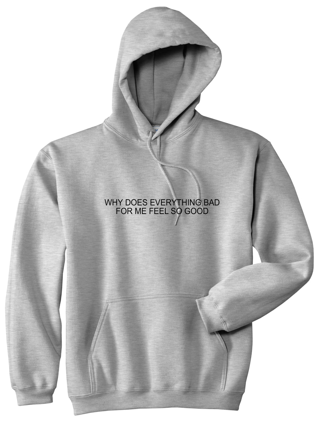 Why Does Everything Bad For Me Feel So Good Mens Pullover Hoodie Sweatshirt Grey