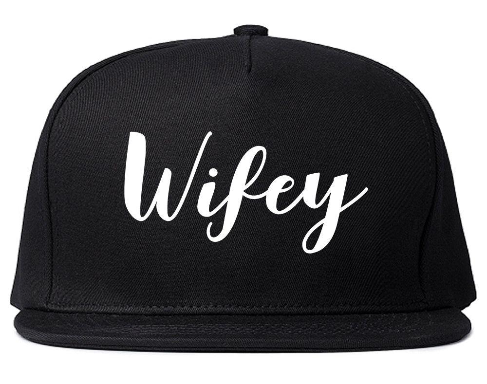 Wifey Script Snapback Hat Black