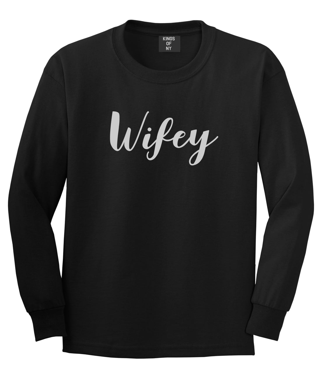 Wifey Script Black Long Sleeve T-Shirt by Kings Of NY