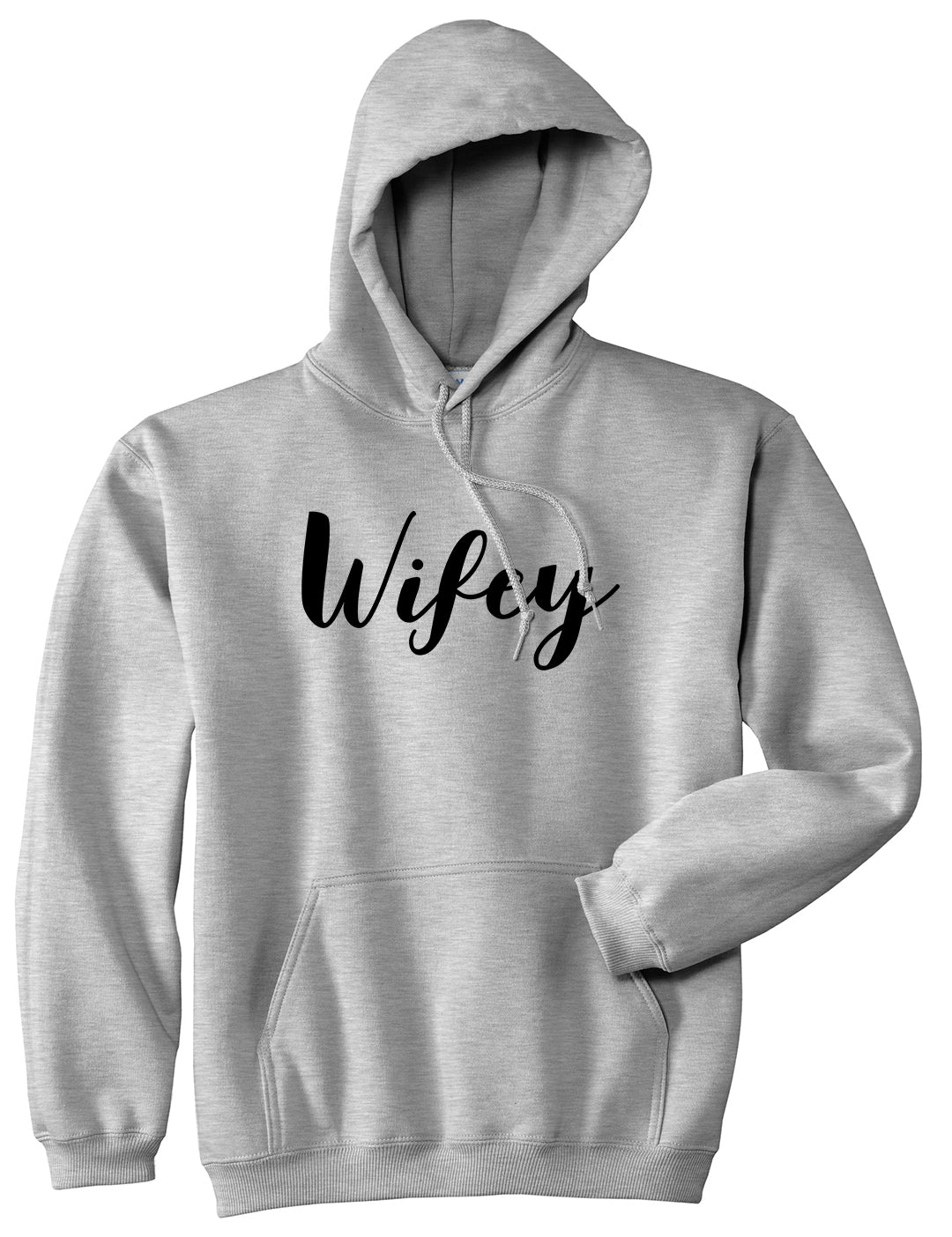 Wifey Script Grey Pullover Hoodie by Kings Of NY