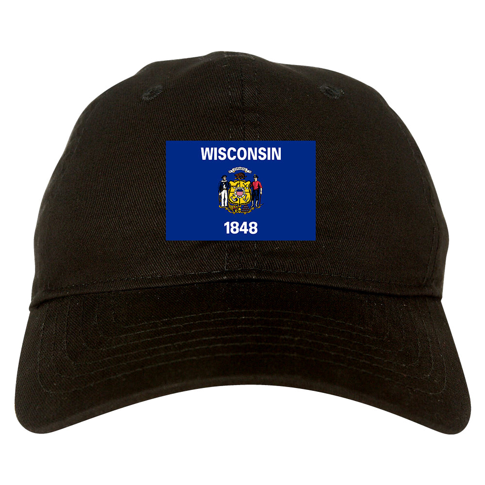 Wisconsin State Flag WI Chest Mens Dad Hat Black