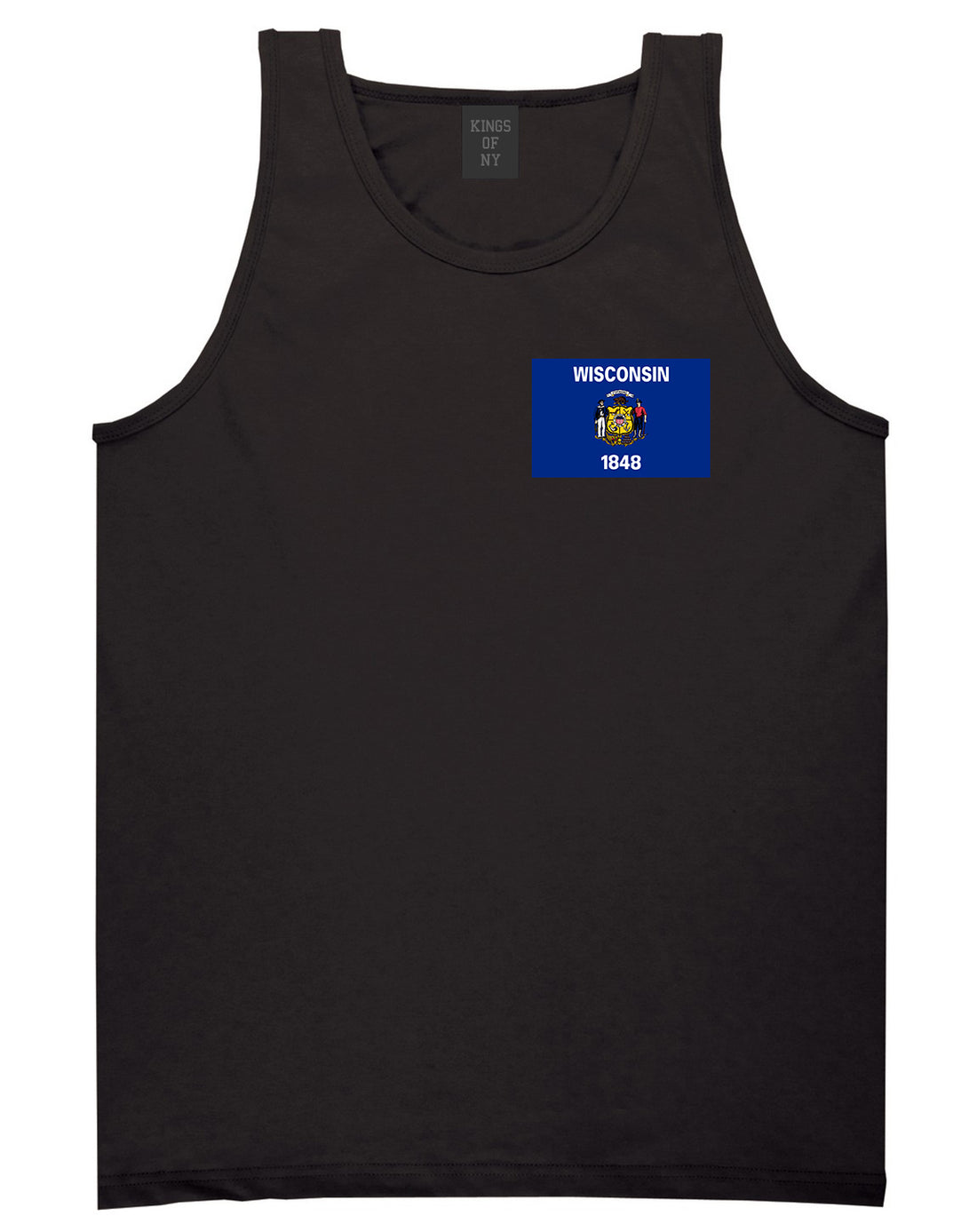 Wisconsin State Flag WI Chest Mens Tank Top T-Shirt Black