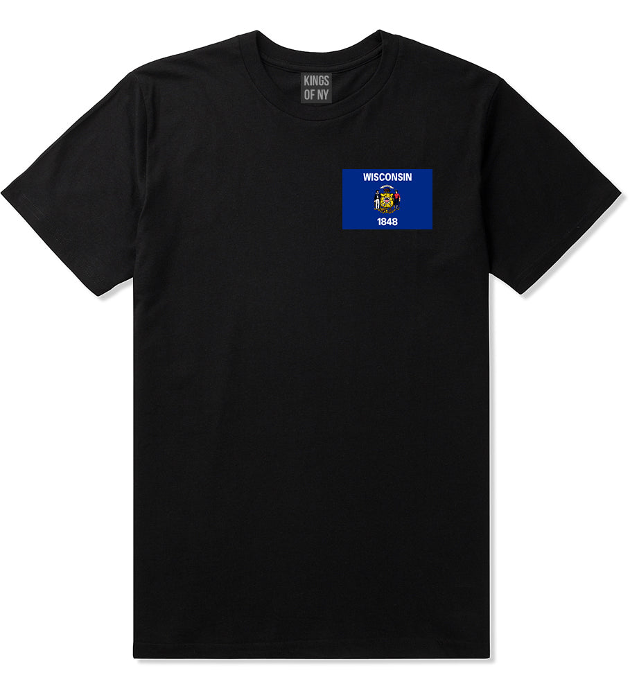Wisconsin State Flag WI Chest Mens T-Shirt Black
