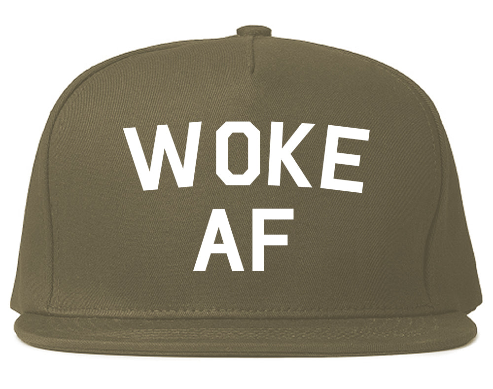 Woke AF Mens Snapback Hat Grey