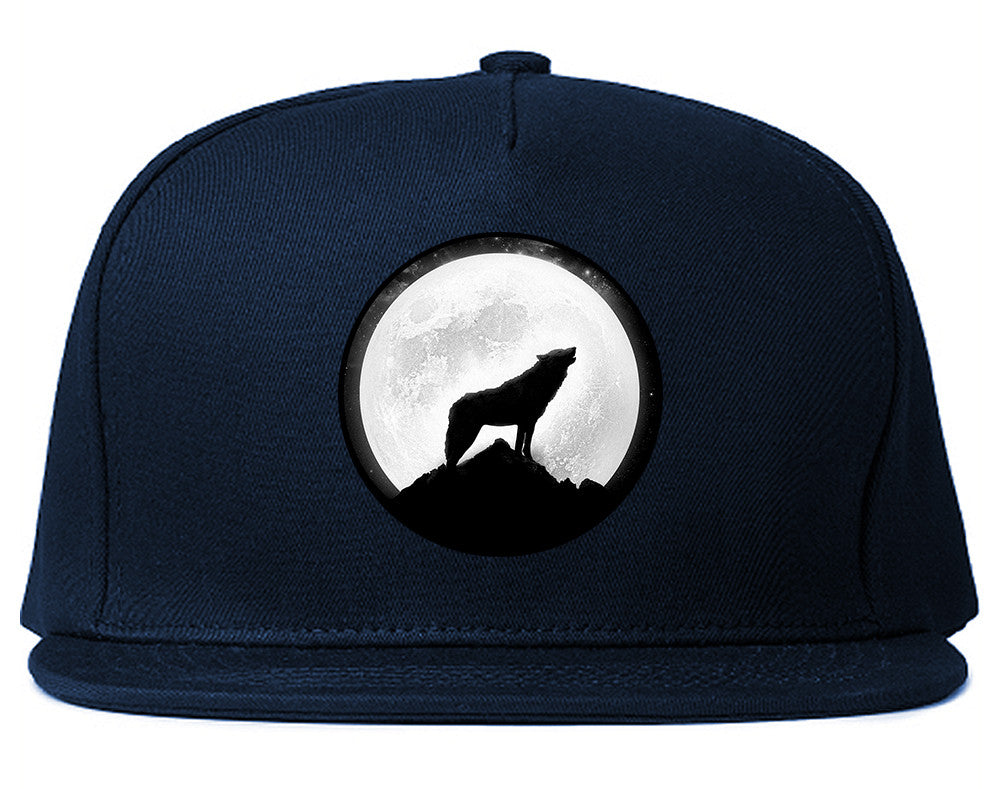 Wolf Howling Moon Snapback Hat