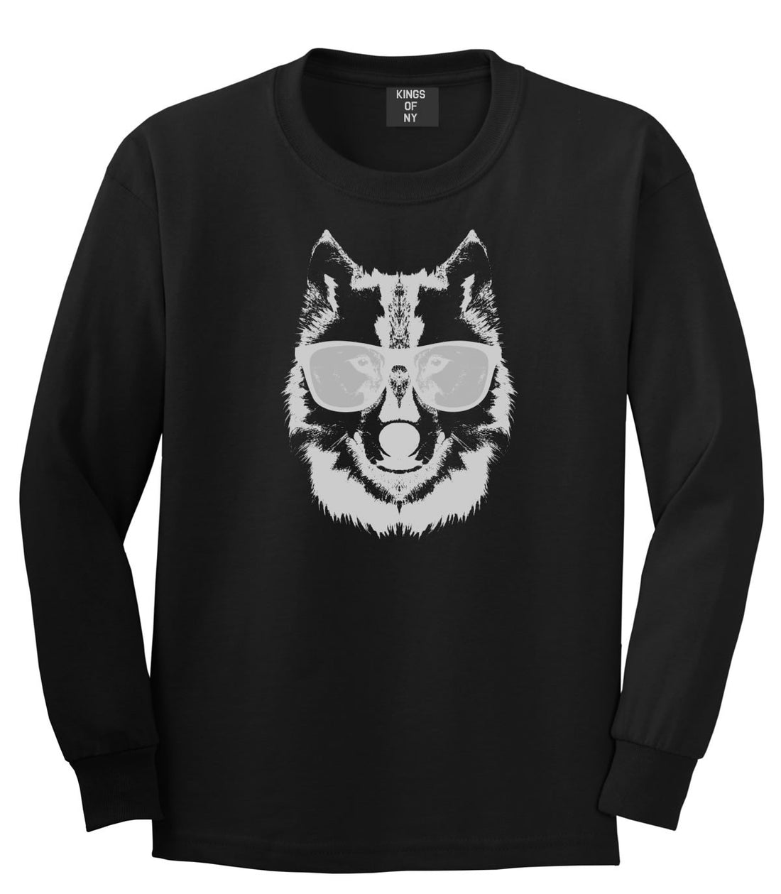 Wolf With Glasses Funny Long Sleeve T-Shirt