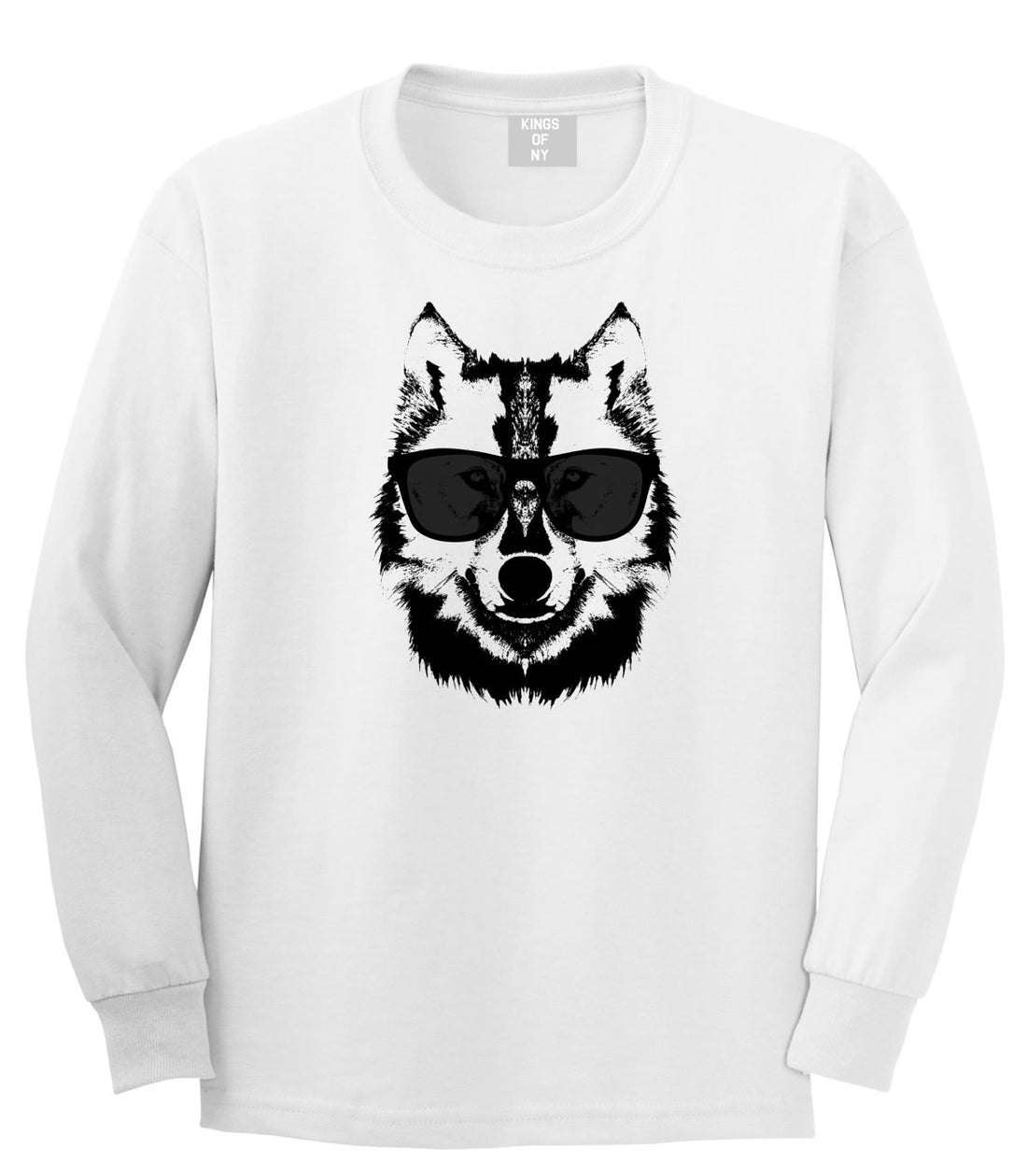 Wolf With Glasses Funny Long Sleeve T-Shirt