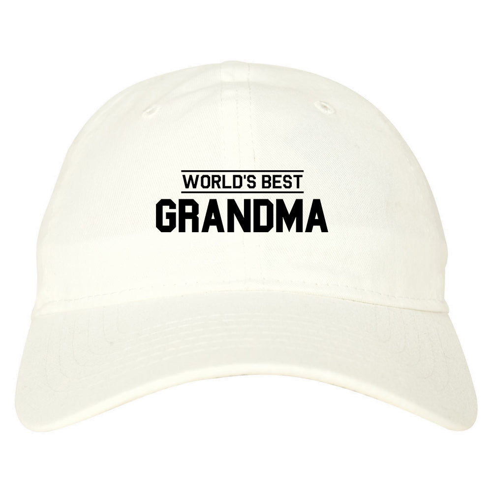 Worlds Best Grandma Gift Mens Dad Hat Baseball Cap White