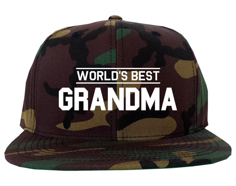 Worlds Best Grandma Gift Mens Snapback Hat Green Camo