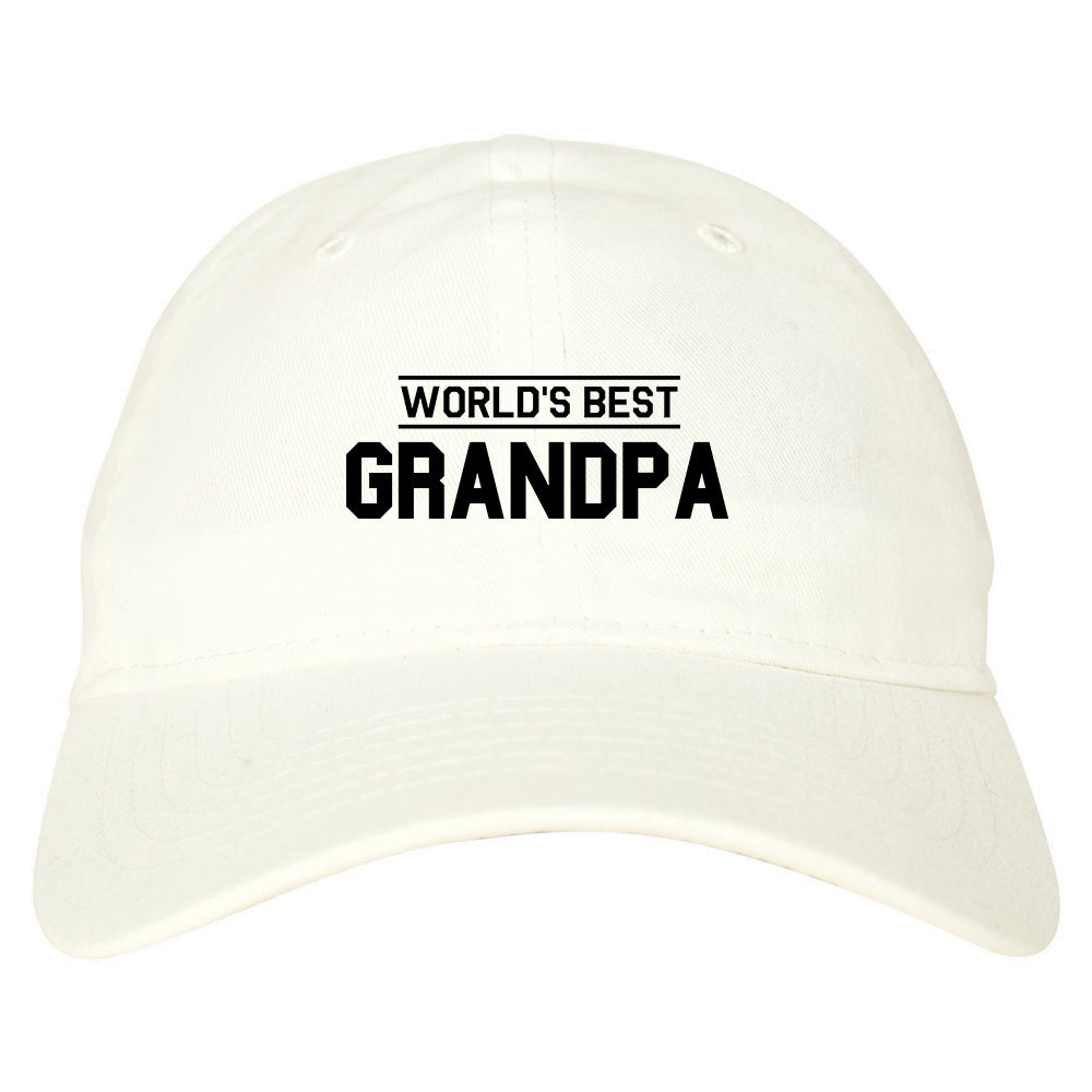 Worlds Best Grandpa Gift Mens Dad Hat Baseball Cap White
