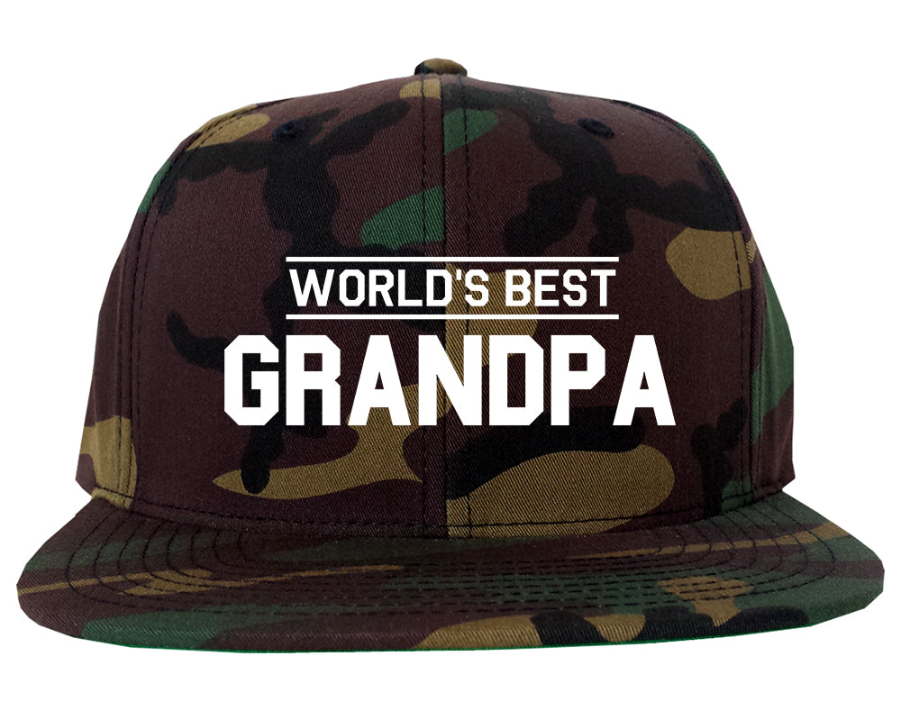 Worlds Best Grandpa Gift Mens Snapback Hat Green Camo
