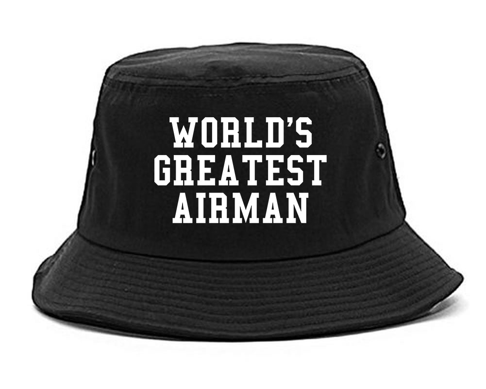 Worlds Greatest Airman Pilot Mens Bucket Hat Black