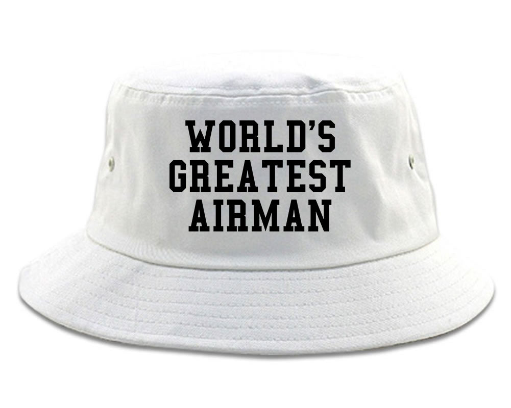 Worlds Greatest Airman Pilot Mens Bucket Hat White