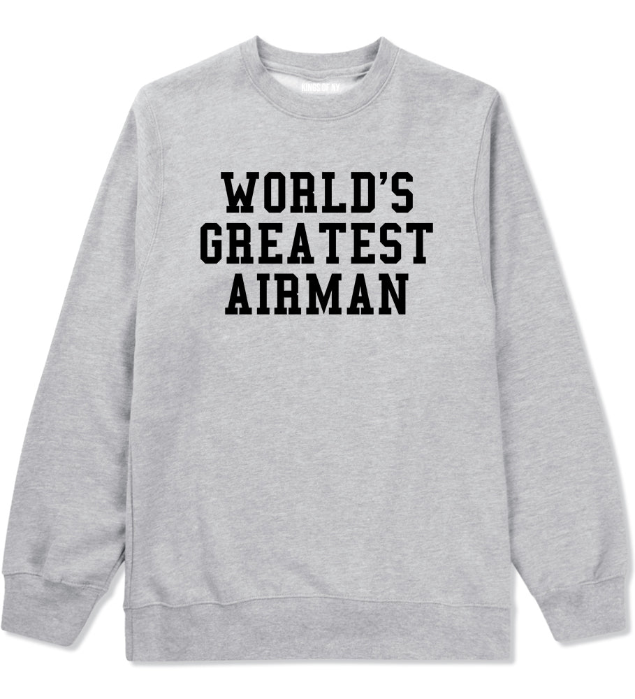 Worlds Greatest Airman Pilot Mens Crewneck Sweatshirt Grey