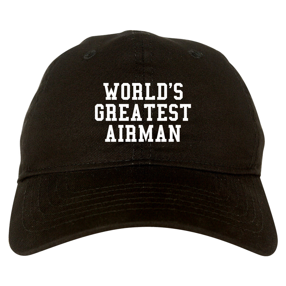 Worlds Greatest Airman Pilot Mens Dad Hat Black