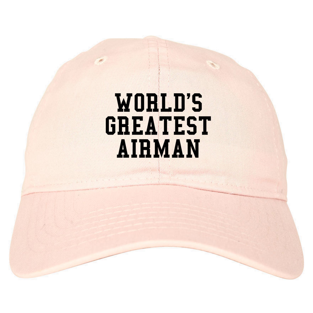 Worlds Greatest Airman Pilot Mens Dad Hat Pink