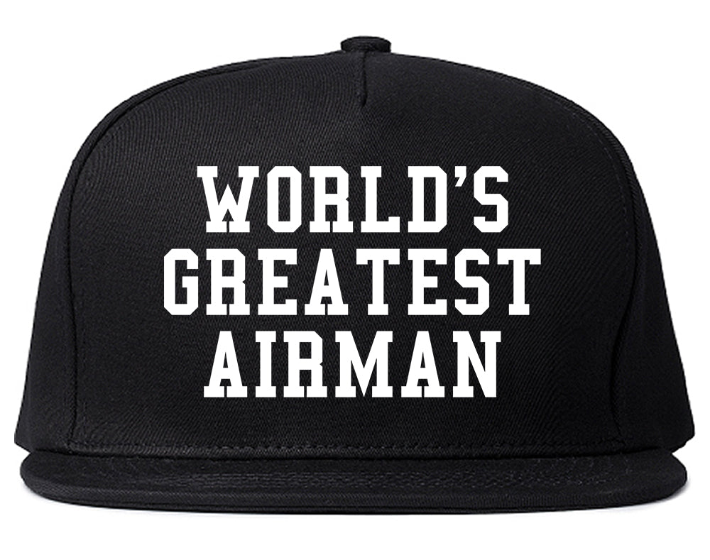 Worlds Greatest Airman Pilot Mens Snapback Hat Black