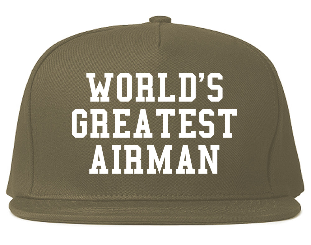 Worlds Greatest Airman Pilot Mens Snapback Hat Grey