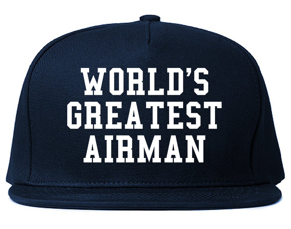 Worlds Greatest Airman Pilot Mens Snapback Hat Navy Blue