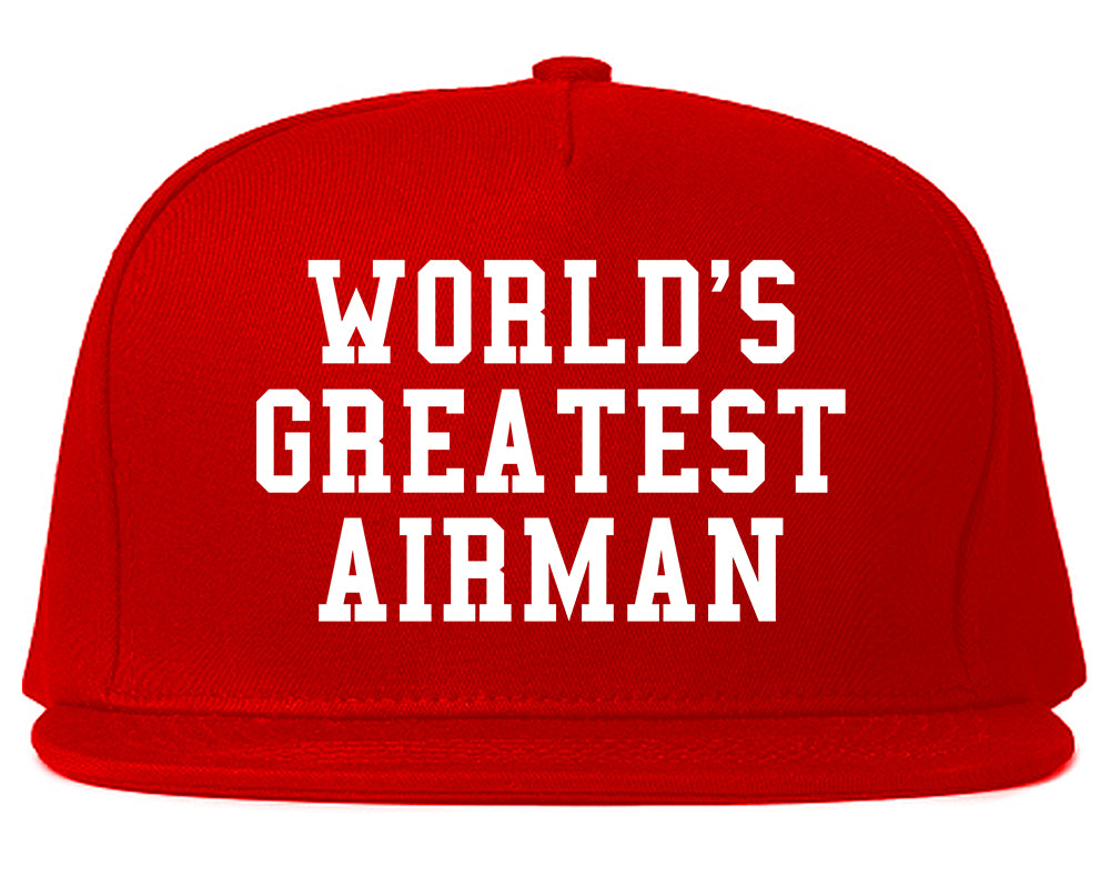 Worlds Greatest Airman Pilot Mens Snapback Hat Red