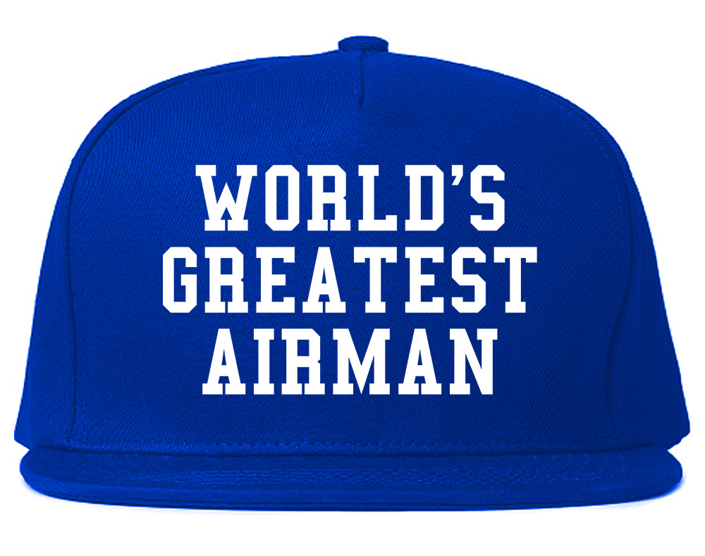 Worlds Greatest Airman Pilot Mens Snapback Hat Royal Blue