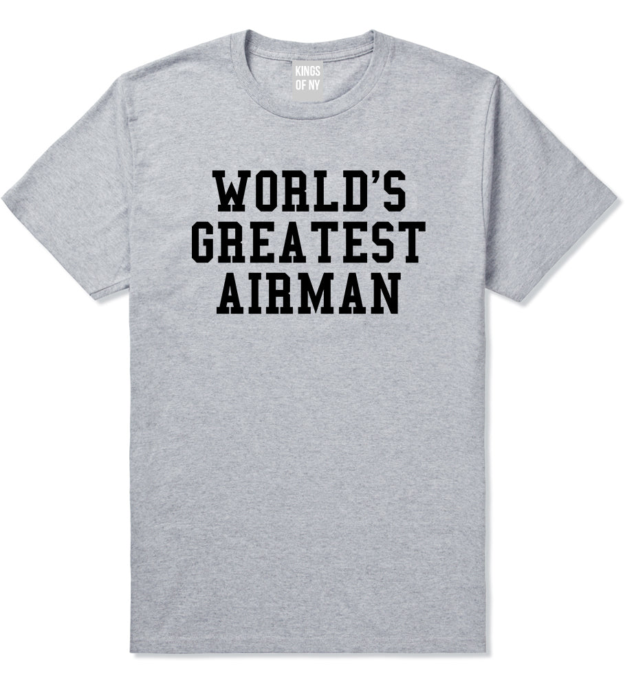 Worlds Greatest Airman Pilot Mens T-Shirt Grey