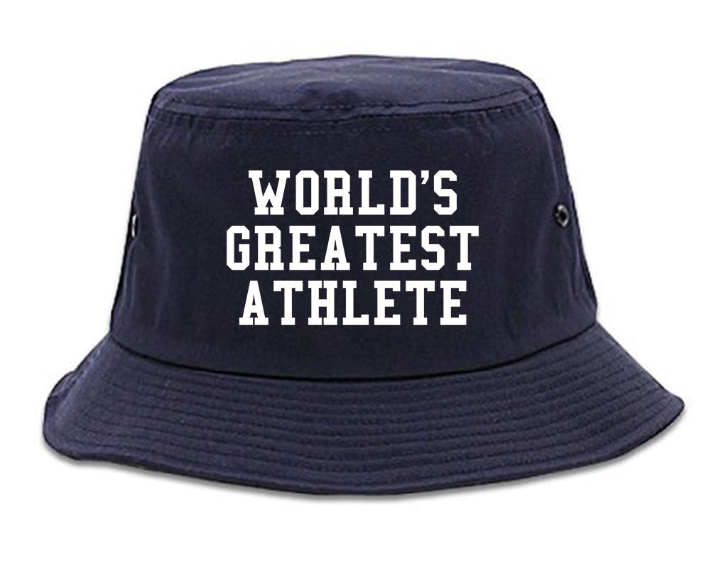 Worlds Greatest Athlete Funny Sports Mens Bucket Hat Navy Blue