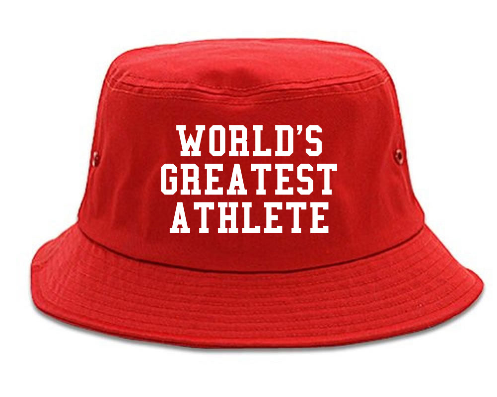 Worlds Greatest Athlete Funny Sports Mens Bucket Hat Red