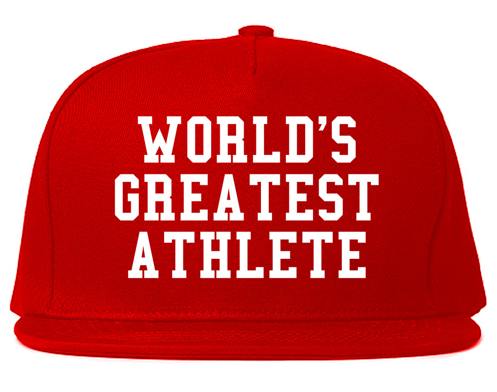 Worlds Greatest Athlete Funny Sports Mens Snapback Hat Red